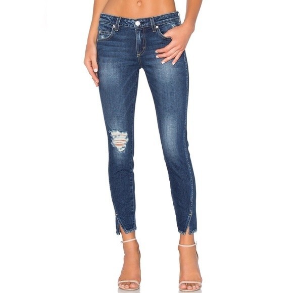 AMO Twist Blue Vixen Wash Destroyed Ankle Skinny Jeans - Picture 1 of 9